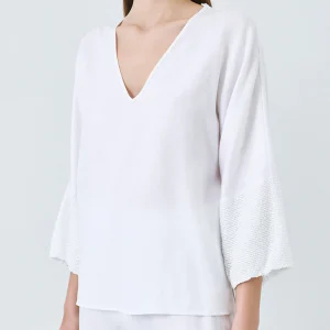 Blusa con paillettes Access Fashion 63-2109-683 Bianco Donna